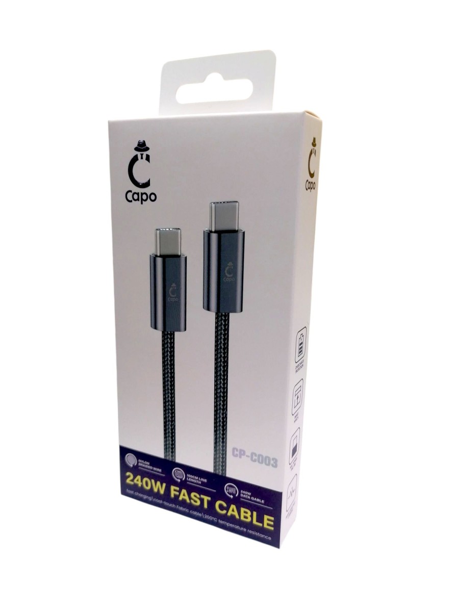 کابل شارژ فوق سریع 240 وات Capo مدل CP-C003 (Type-C to Type-C) کابل شارژ فوق سریع 240 وات Capo مدل CP-C003 (Type-C to Type-C)